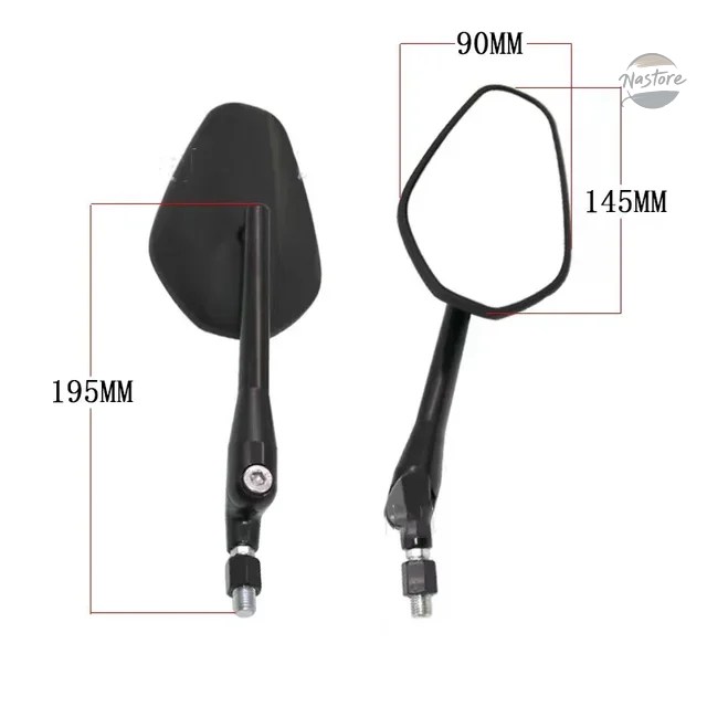 並行輸入品 ペアバイクブラックユニバーサル8mm 10mmサイドミラーバックミラー落下防止折りたたみオーバルミラー