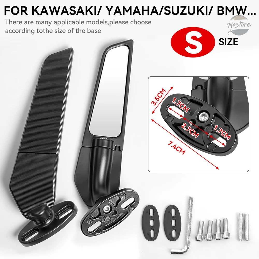 並行輸入品 ホンダ CBR1000RR CBR600RR CBR 250R 300R 400RR 500R バイクミラー 改造 ウィング 調整可能 回転式 バックミラーの画像