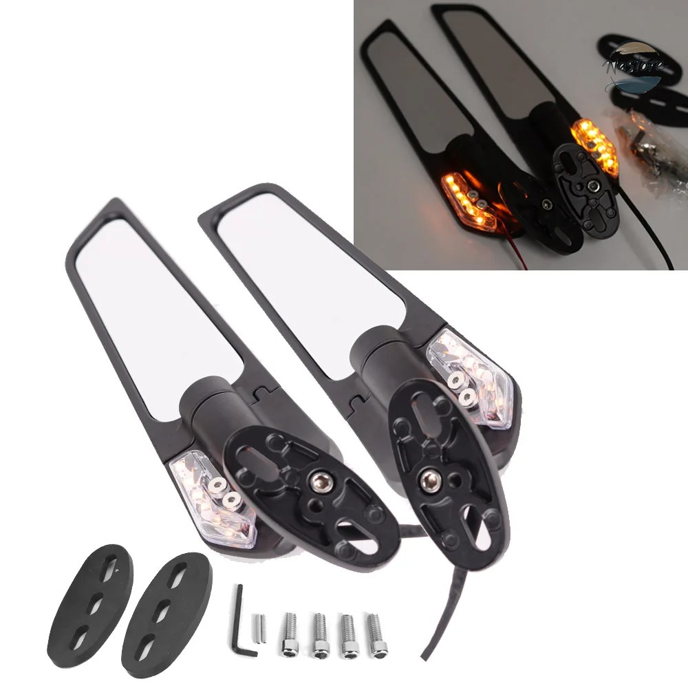 並行輸入品 スズキ GSXR 600 750 1000 GSX1300R GSX650F GSX-R バイクミラー 改造 ウィング 調整可能 回転式 バックミラーの画像