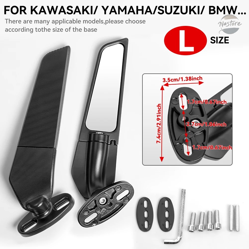 並行輸入品 スズキ GSXR 600 750 1000 GSX1300R GSX650F GSX-R バイクミラー 改造 ウィング 調整可能 回転式 バックミラーの画像