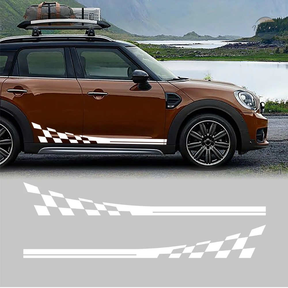 並行輸入品 r50 ミニ チェッカーフラッグビニール製車サイドスカート
