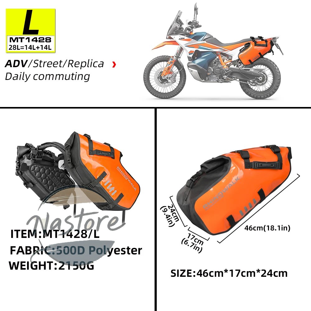 並行輸入品 バイク 部品 カスタムパーツ アクセサリー バッグ 100% 防水 18l/28l/48l 大容量 2 個 汎 フィットパニアバッグサドルサイドバッグの画像