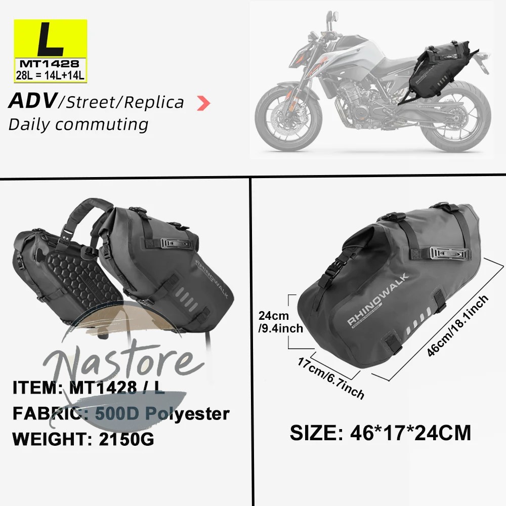 並行輸入品 バイク 部品 カスタムパーツ アクセサリー バッグ 100% 防水 18l/28l/48l 大容量 2 個 汎 フィットパニアバッグサドルサイドバッグの画像