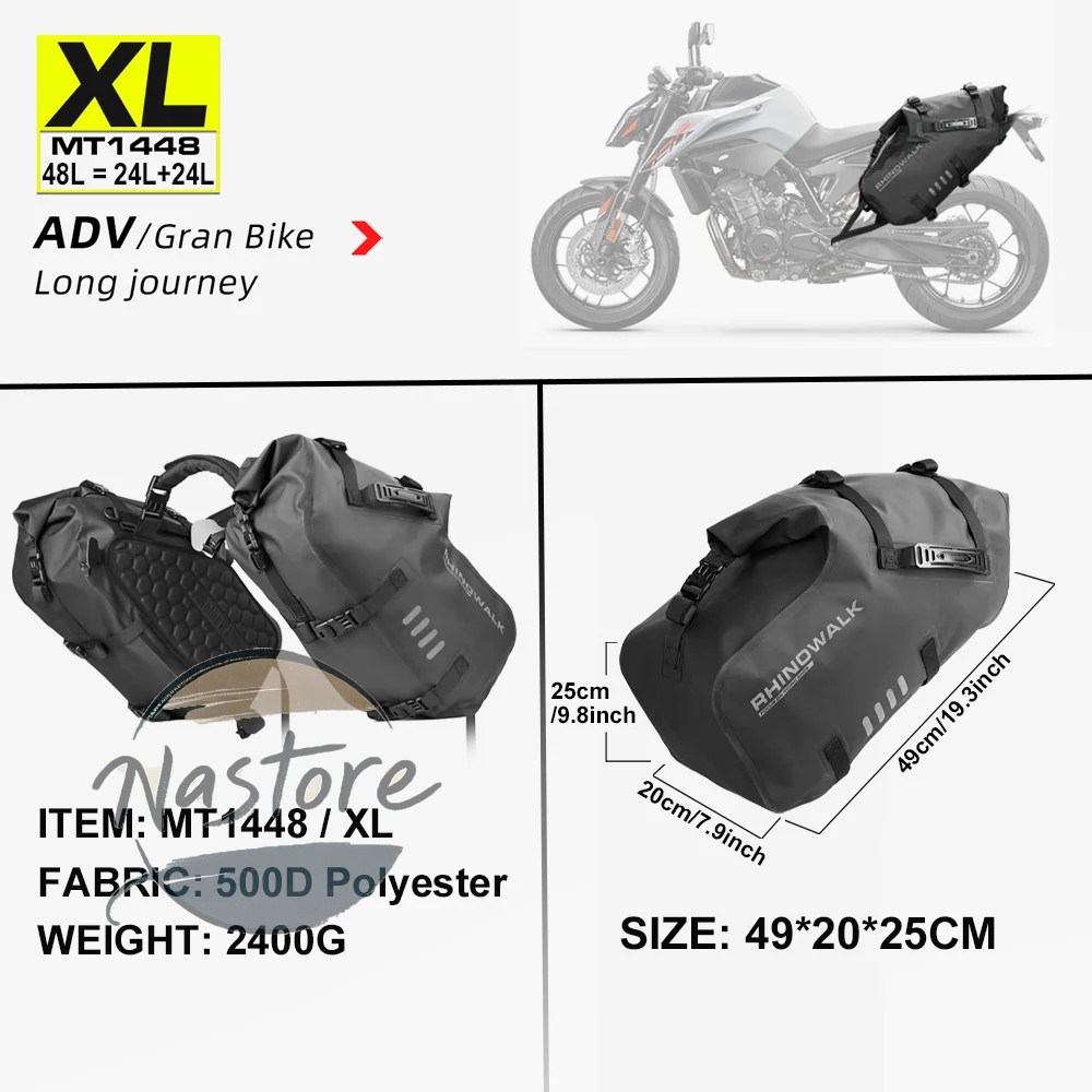 並行輸入品 バイク 部品 カスタムパーツ アクセサリー バッグ 100% 防水 18l/28l/48l 大容量 2 個 汎 フィットパニアバッグサドルサイドバッグの画像