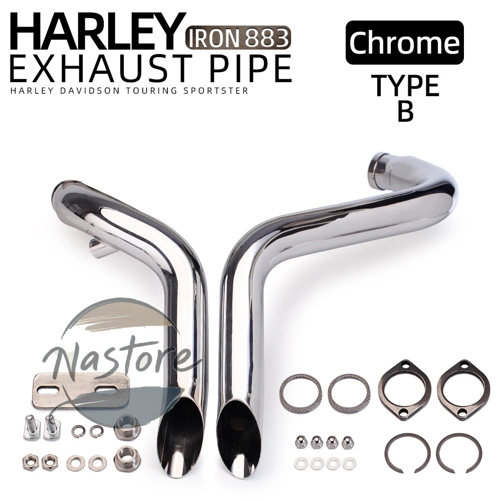 並行輸入品 バイク フロント マフラー カスタム 部品 カスタムパーツ アクセサリー ハーレーiron883 オフロードデュアルパイプの画像