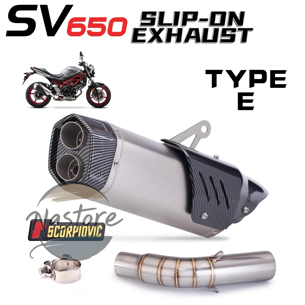 並行輸入品 バイク マフラー 部品 カスタムパーツ アクセサリー スリップオン sv650 sv650x sv650s 2016-2020 51mmインレット接続の画像