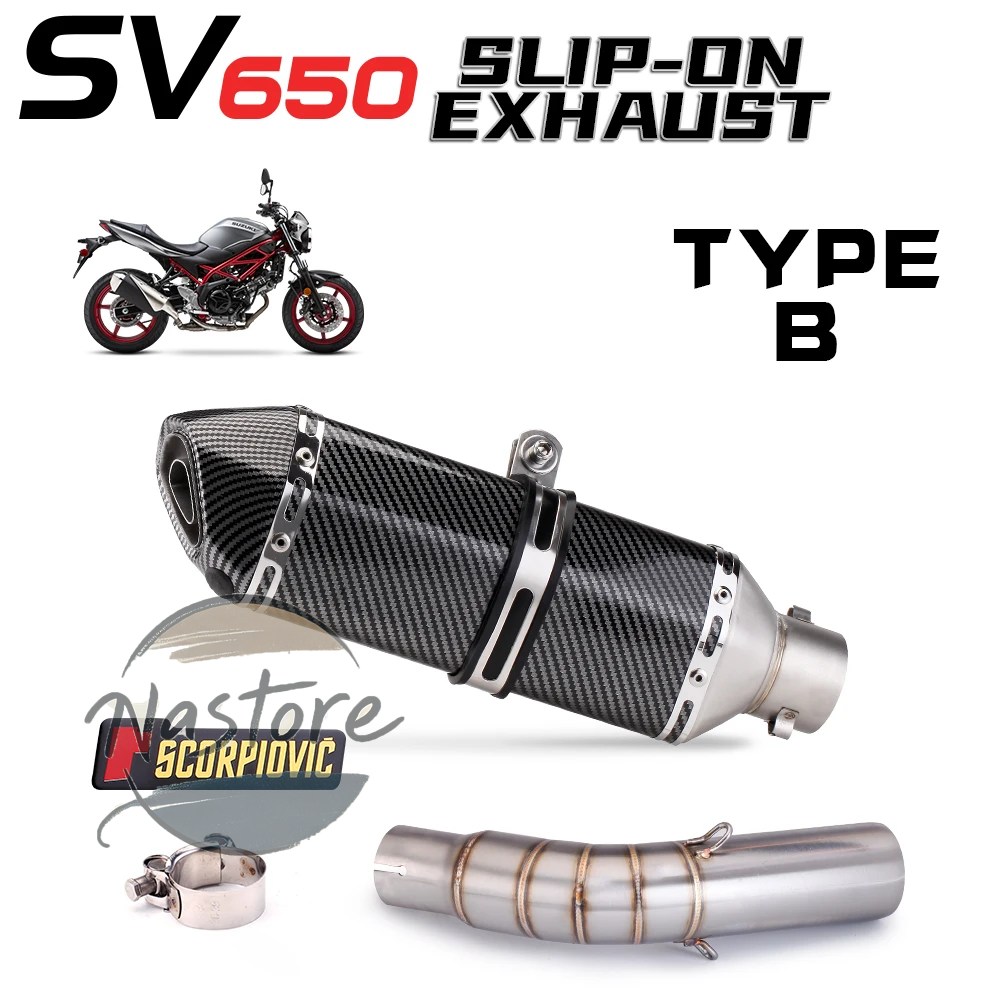 並行輸入品 バイク マフラー 部品 カスタムパーツ アクセサリー スリップオン sv650 sv650x sv650s 2016-2020 51mmインレット接続の画像