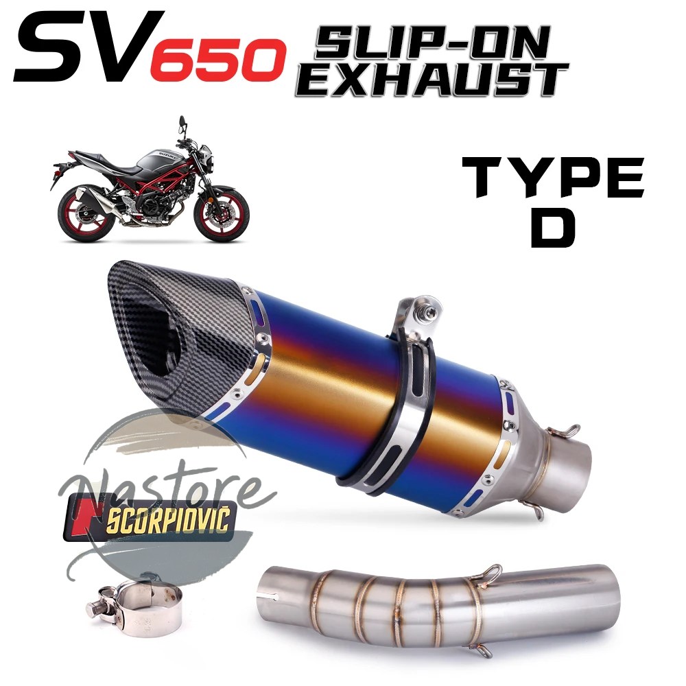 並行輸入品 バイク マフラー 部品 カスタムパーツ アクセサリー スリップオン sv650 sv650x sv650s 2016-2020 51mmインレット接続の画像