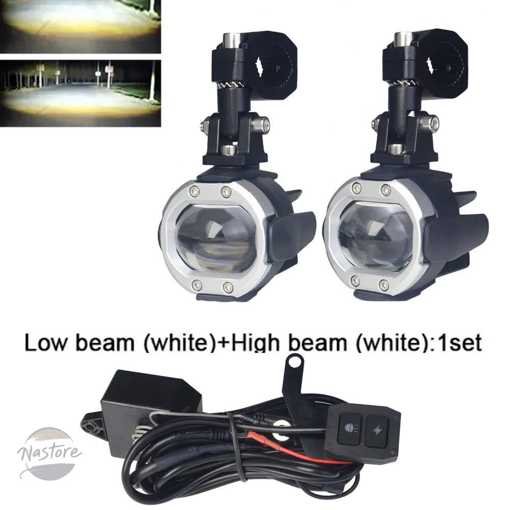 並行輸入品 バイク led headlight projector lens dual color flashing with switch driving lamp fog lights カスタムパーツ 部品 アクセサリー_4