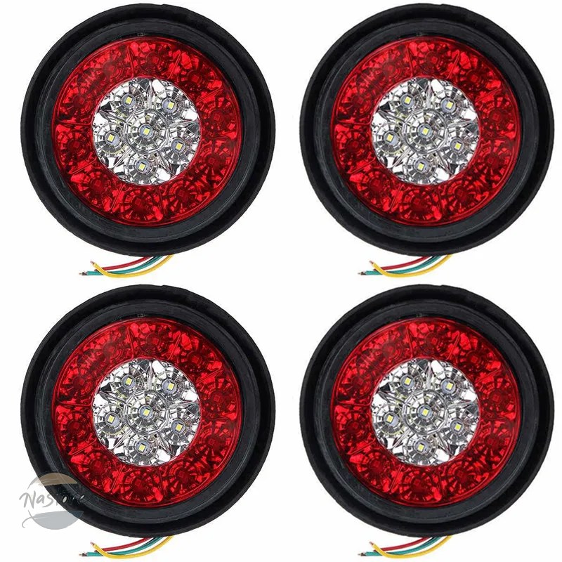 並行輸入品 4個 4インチ 16LED ラウンドライト ストップターンテール トラックライト トレーラーブレーキテールライト 防水 LED サイドマーカー_1