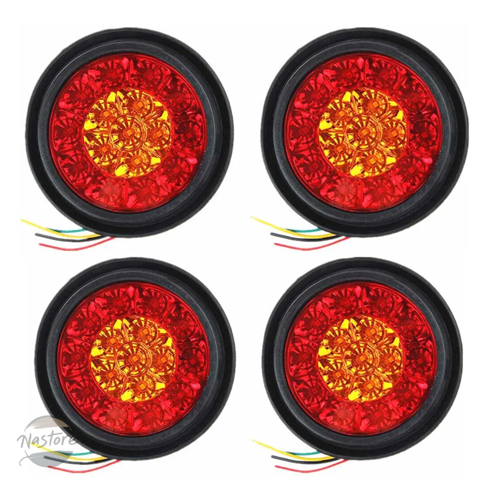 並行輸入品 4個 4インチ 16LED ラウンドライト ストップターンテール トラックライト トレーラーブレーキテールライト 防水 LED サイドマーカー_2