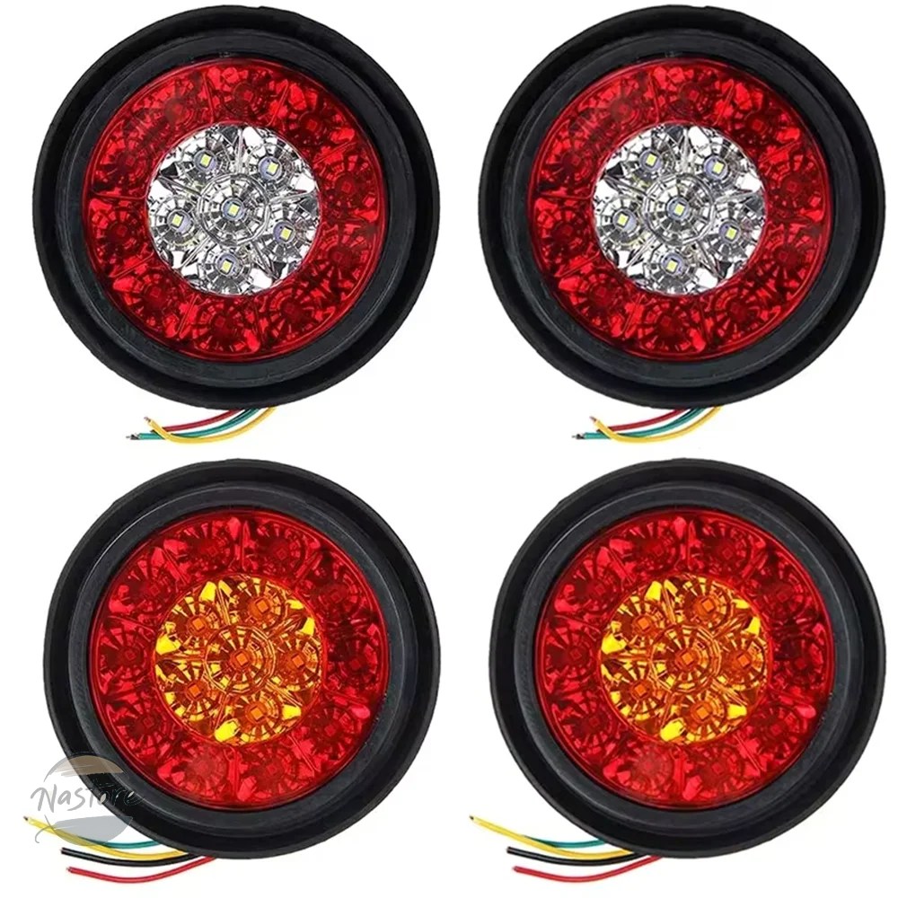 並行輸入品 4個 4インチ 16LED ラウンドライト ストップターンテール トラックライト トレーラーブレーキテールライト 防水 LED サイドマーカー_3