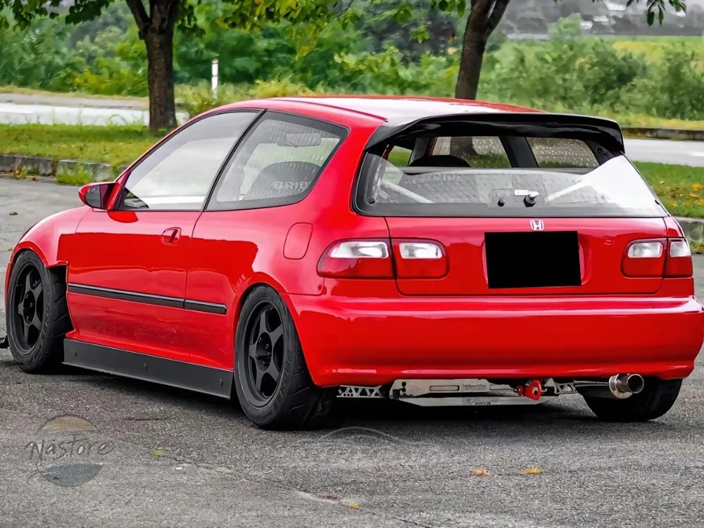 並行輸入品 ホンダ 1991--1995 ホンダ シビック EG6 GEN 5 ハッチバック FRP 素材 グロスブラック スポイラー トランクの画像