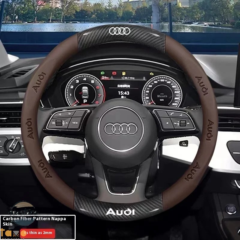 並行輸入品 アウディ a3 カバー ステアリング ホイール 滑り止め カーボン レザー a4 a5 a6 カスタムパーツ 部品 アクセサリーの画像