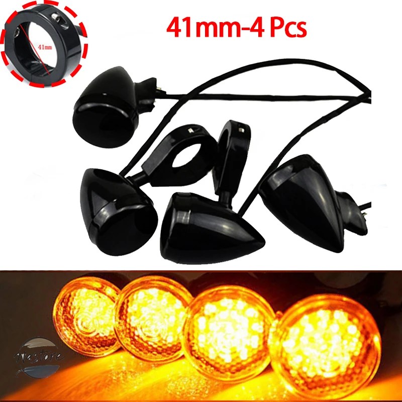 並行輸入品 バイク 4個フロント リア インジケーター ランプ アンバー led ウィンカー カスタムパーツ 部品 アクセサリーの画像
