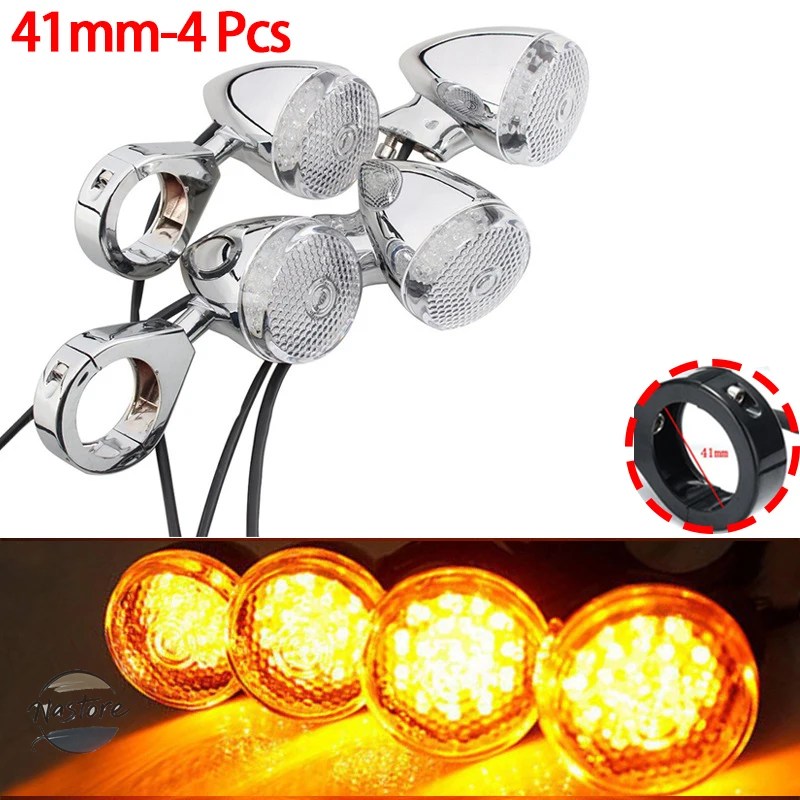 並行輸入品 バイク 4個フロント リア インジケーター ランプ アンバー led ウィンカー カスタムパーツ 部品 アクセサリーの画像