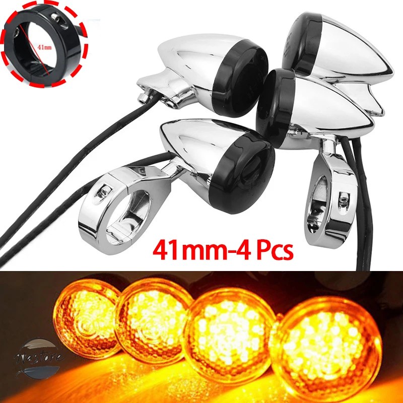 並行輸入品 バイク 4個フロント リア インジケーター ランプ アンバー led ウィンカー カスタムパーツ 部品 アクセサリーの画像