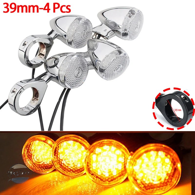並行輸入品 バイク 4個フロント リア インジケーター ランプ アンバー led ウィンカー カスタムパーツ 部品 アクセサリーの画像