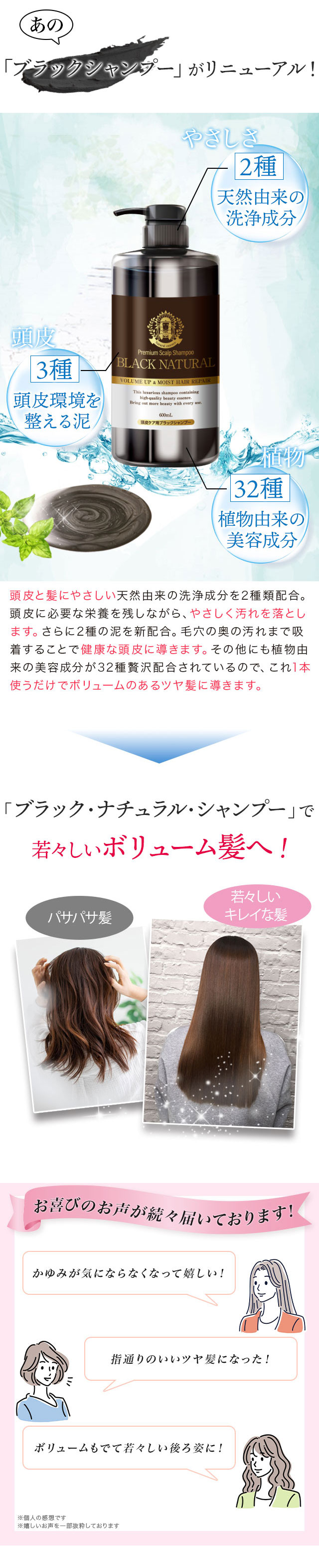 Black Care ブラック・ナチュラルシャンプー 600ml 6本 セット