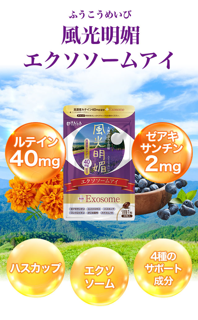 けんしんサポートサプリ 風光明媚 エクソソームアイ 1袋30粒 約30日分