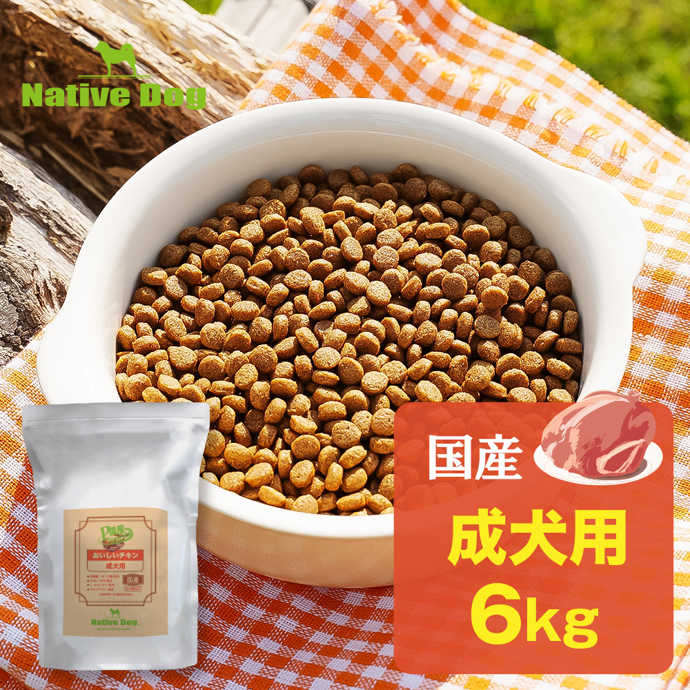 ドッグフード 国産おいしいチキン 成犬用 6kg　【ネイティブドッグ】送料無料／北海道・沖縄は送料別