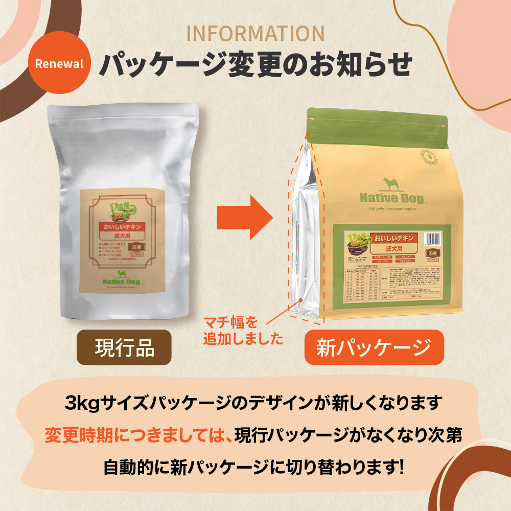 ドッグフード 国産おいしいチキン 成犬用 12kg 【ネイティブドッグ】送料無料／北海道・沖縄は送料別の画像