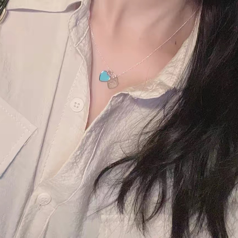 Tiffany ティファニー ブルー ダブルハート ネックレス-