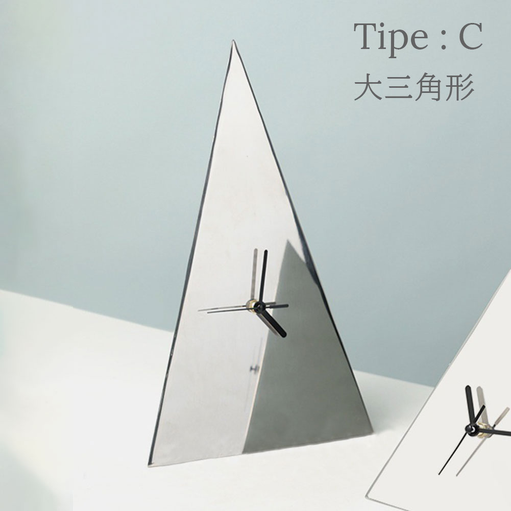 置き時計 時計 卓上時計 卓上 ステンレス 四角形 スクエア 三角形