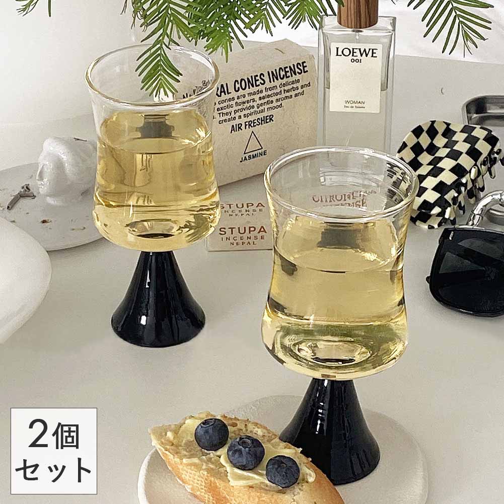 Natty＆Company グラス 3個セット ブラック脚 おしゃれ コップ レトロ
