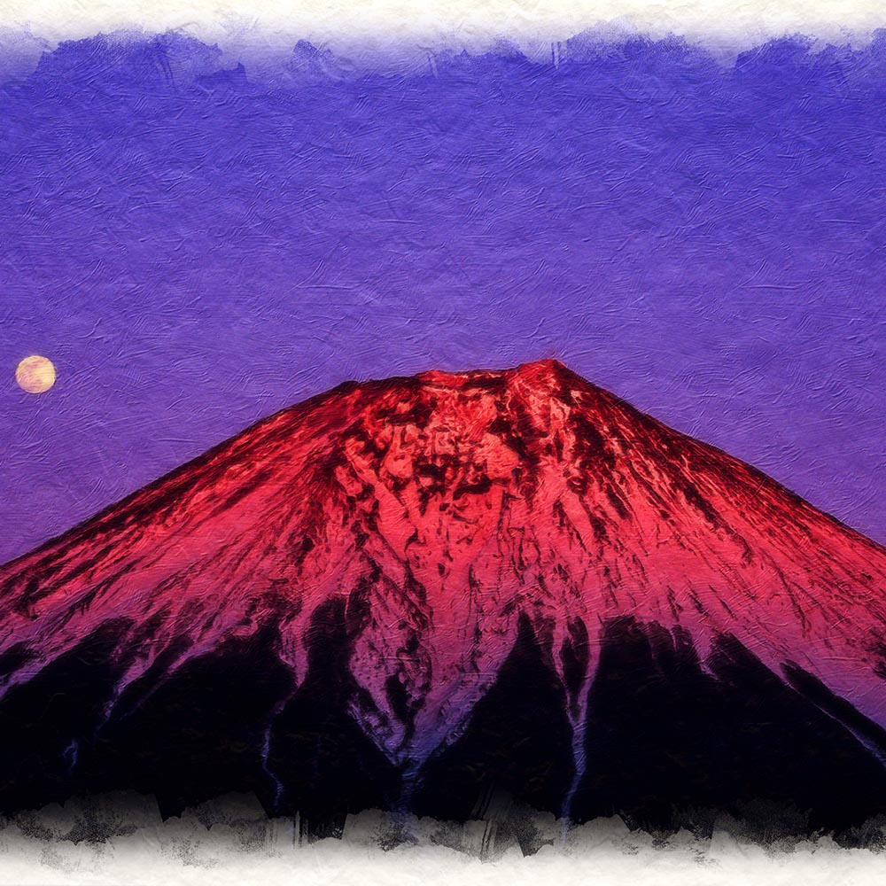 油絵 絵画 【冬の富士山】-