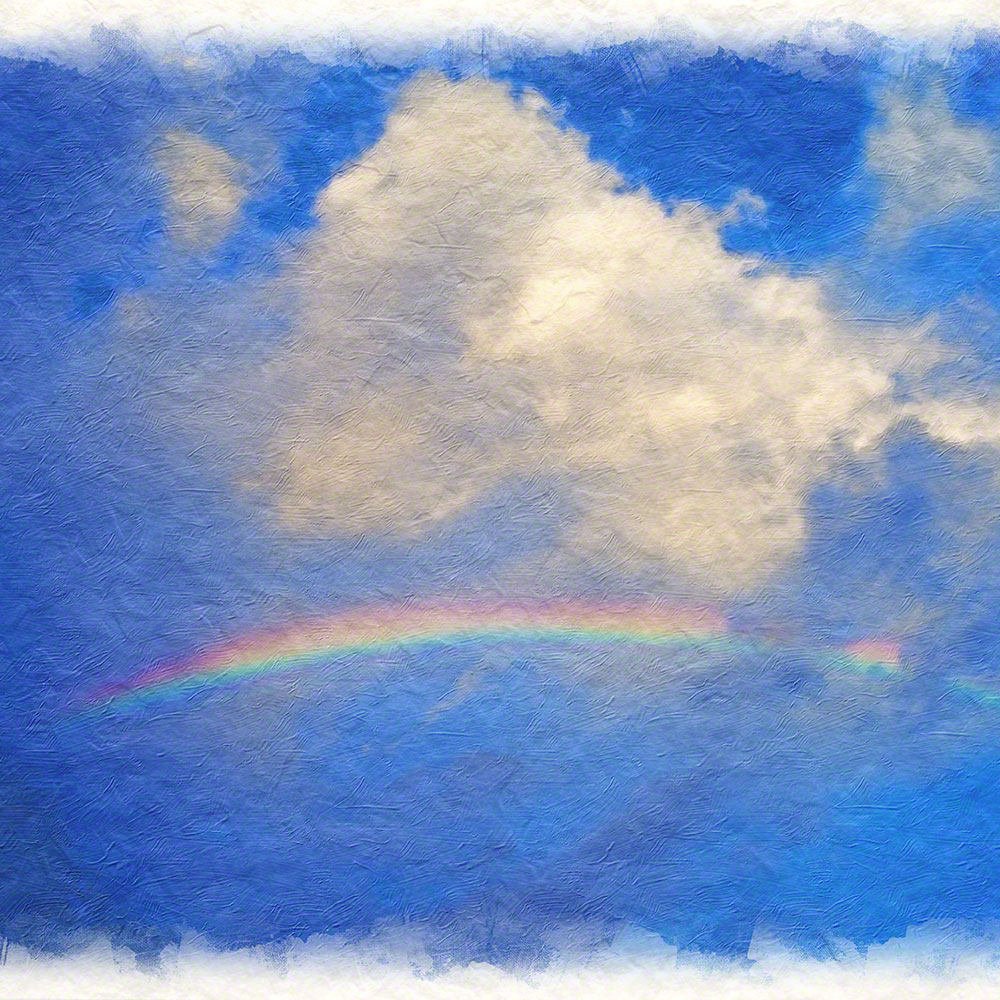 絵画 インテリア 北欧 玄関 風水 絵 風景画 版画 油絵 和紙の絵写真 アートパネル 空 青 「虹と入道雲」