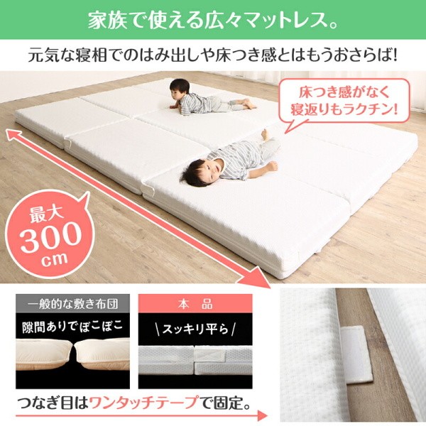 ワイドキング マットレス 幅300cm 厚さ6cm ワイドK300 シングルx3枚