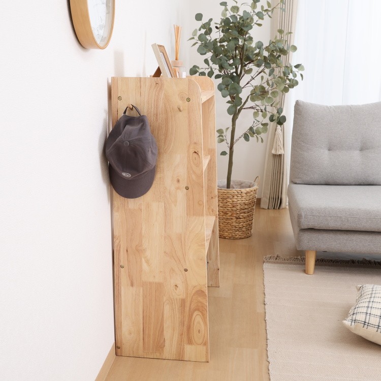 木製 3段 ラック 幅70cm 壁面トップユニット サイドフック付 シェルフ