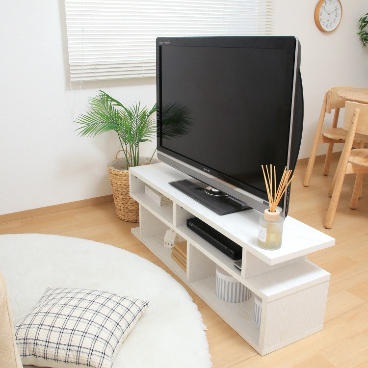 S字 テレビ台 幅120cm TVラック デザイン ローボード 収納 TV台