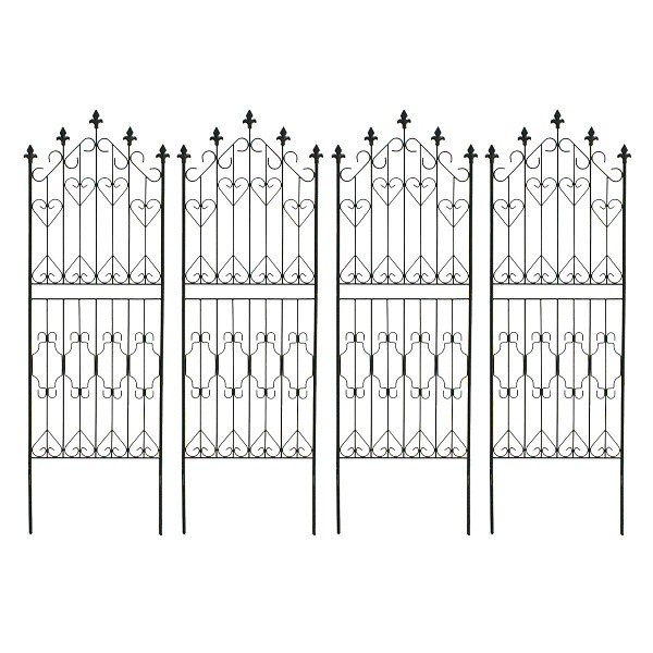 アイアン フェンス 150 英国風 エレガント ロータイプ 4枚組 フェンス 仕切り 花壇 フラワー ガーデニング ガーデン テラス 庭 造園 菜園 送料無料｜naturafine｜02