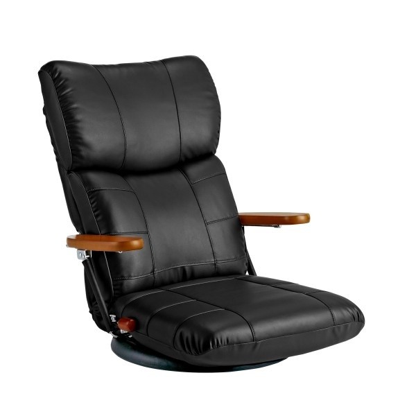 クッション 座椅子 レザー風 ハイバック デザイン レバー式 リクライニング 13段階 360度 回転 完成品 フロア リビング リラックス チェア 日本製 送料無料｜naturafine｜02