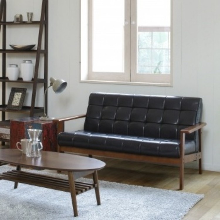 アンティーク調 ソファ2人掛け 木製 肘掛 レトロ カフェ スタイル