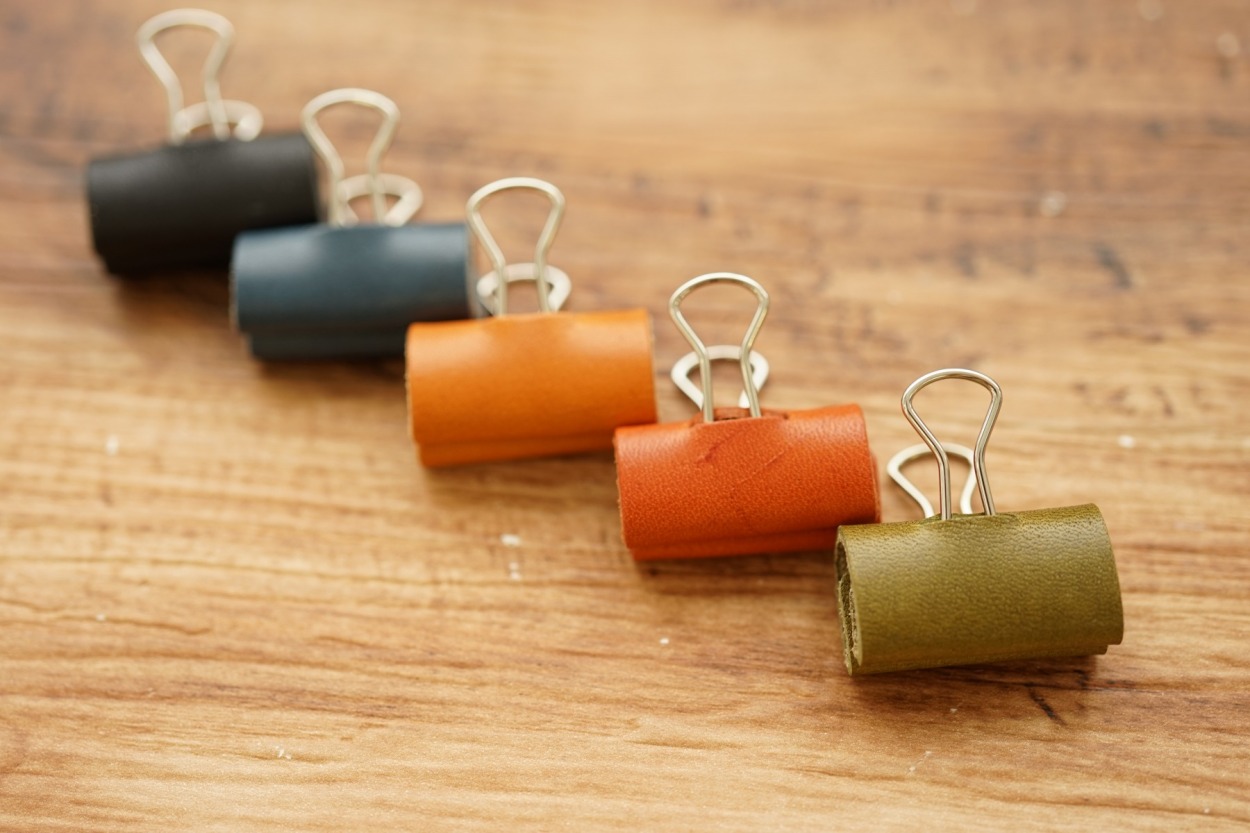 10個セット】ダブルクリップ レザー巻き 本革 挟むものが傷つきにくい