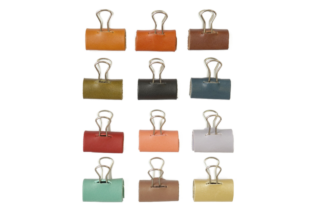 10個セット】ダブルクリップ レザー巻き 本革 挟むものが傷つきにくい