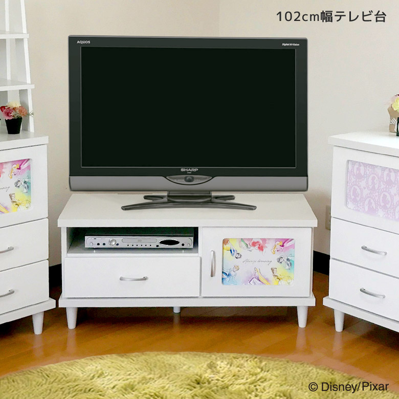 【希少】ディズニー テレビ台　テレビボード ミッキー 電源ケーブル付き コンパクトテレビ台「ミッキーモチーフ」（ディズニー リビング