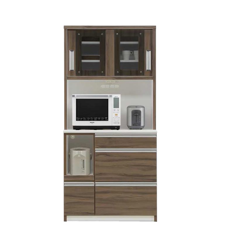 キッチン収納 キッチンボード 食器棚 レンジ台 完成品 幅90cm おしゃれ 90 レンジボード 引き戸 モイス付き