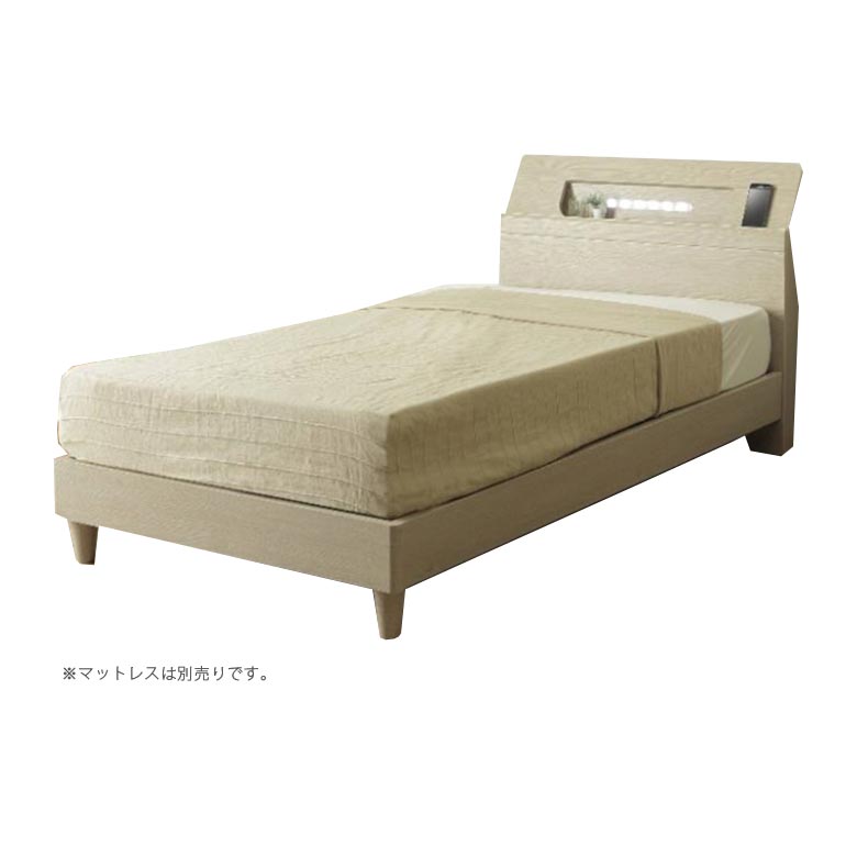 未来商会 シングルベッド 棚付き 2口コンセント ベッドフレーム ベッド