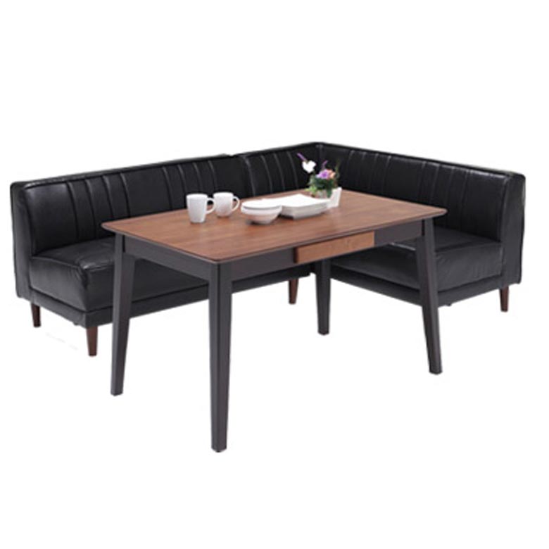ダイニングテーブルセット リビングダイニング 幅120 長椅子 3点セット コーナーソファ ウォールナット 突板 ラバーウッド PVC ダイニング_3