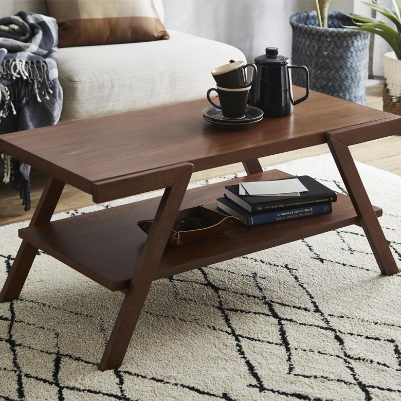 未来商会 テーブル ローテーブル センターテーブル 突板 棚付き 座卓