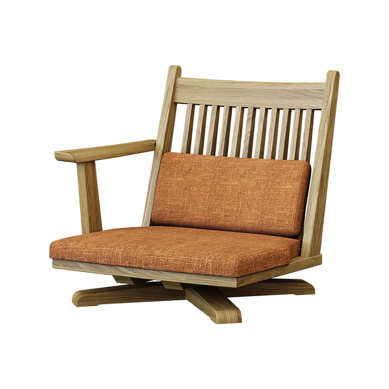 未来商会 座椅子 回転 肘掛け付き 1脚 木製 天然木 和風 和モダン