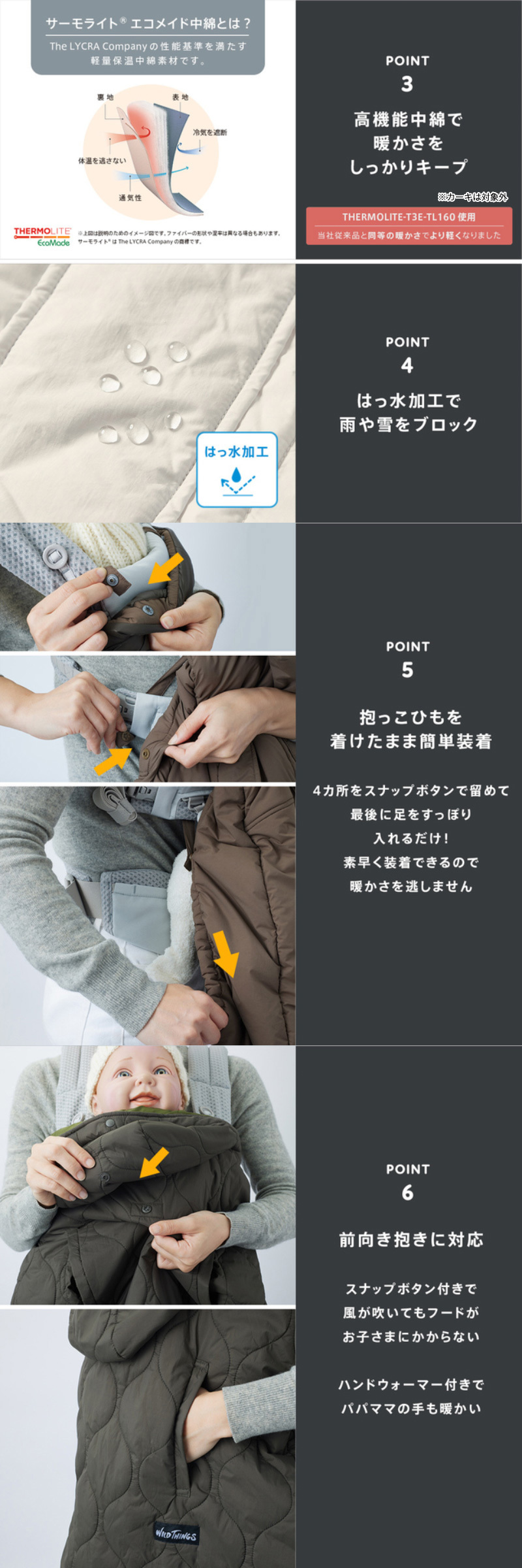 ベビーホッパー × WILDTHINGS モンスターパーカー防寒ケープ カーキ