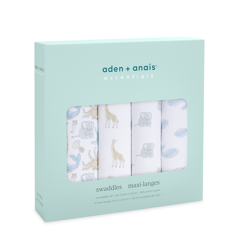 モスリン スワドル 4枚入り エイデンアンドアネイ エッセンシャルズ aden+anais essentials BOX入り おくるみ ブランケット プレウォッシュ加工の画像