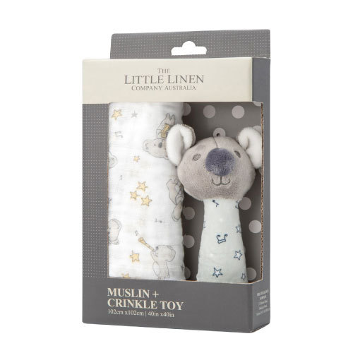 The Little Linen Company リトルリネンカンパニー スワドル＆トイセット ぬいぐるみ ブランケット 出産祝い