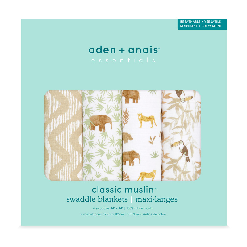 モスリン スワドル 4枚入り エイデンアンドアネイ エッセンシャルズ aden+anais essentials BOX入り おくるみ ブランケット プレウォッシュ加工の画像