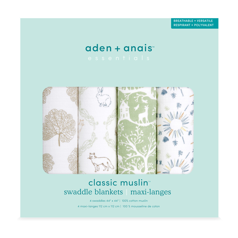 モスリン スワドル 4枚入り エイデンアンドアネイ エッセンシャルズ aden+anais essentials BOX入り おくるみ ブランケット プレウォッシュ加工の画像